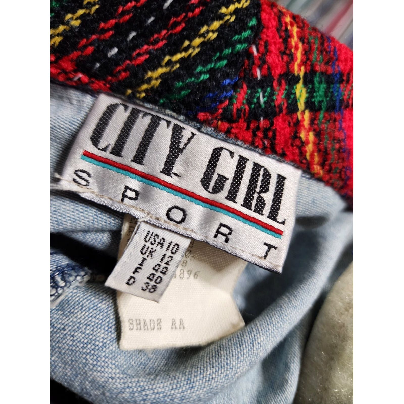 Denime VINTAGE City Girl Jacket Womens Size 10 Blue Plaid Denim 90s Size 32" / US 10 / IT 46 - 7 Thumbnail