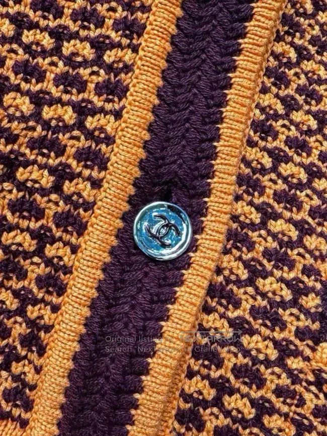 Chanel Chanel Orange and brown two-pocket long-sleeved knitted ca Size M / US 6-8 / IT 42-44 - 5 Thumbnail