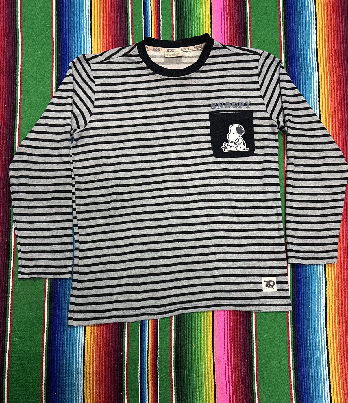 Vintage 💥Peanuts💥Snoppy stripe long sleeve single pocket tees 💥 Size US L / EU 52-54 / 3 - 1 Thumbnail