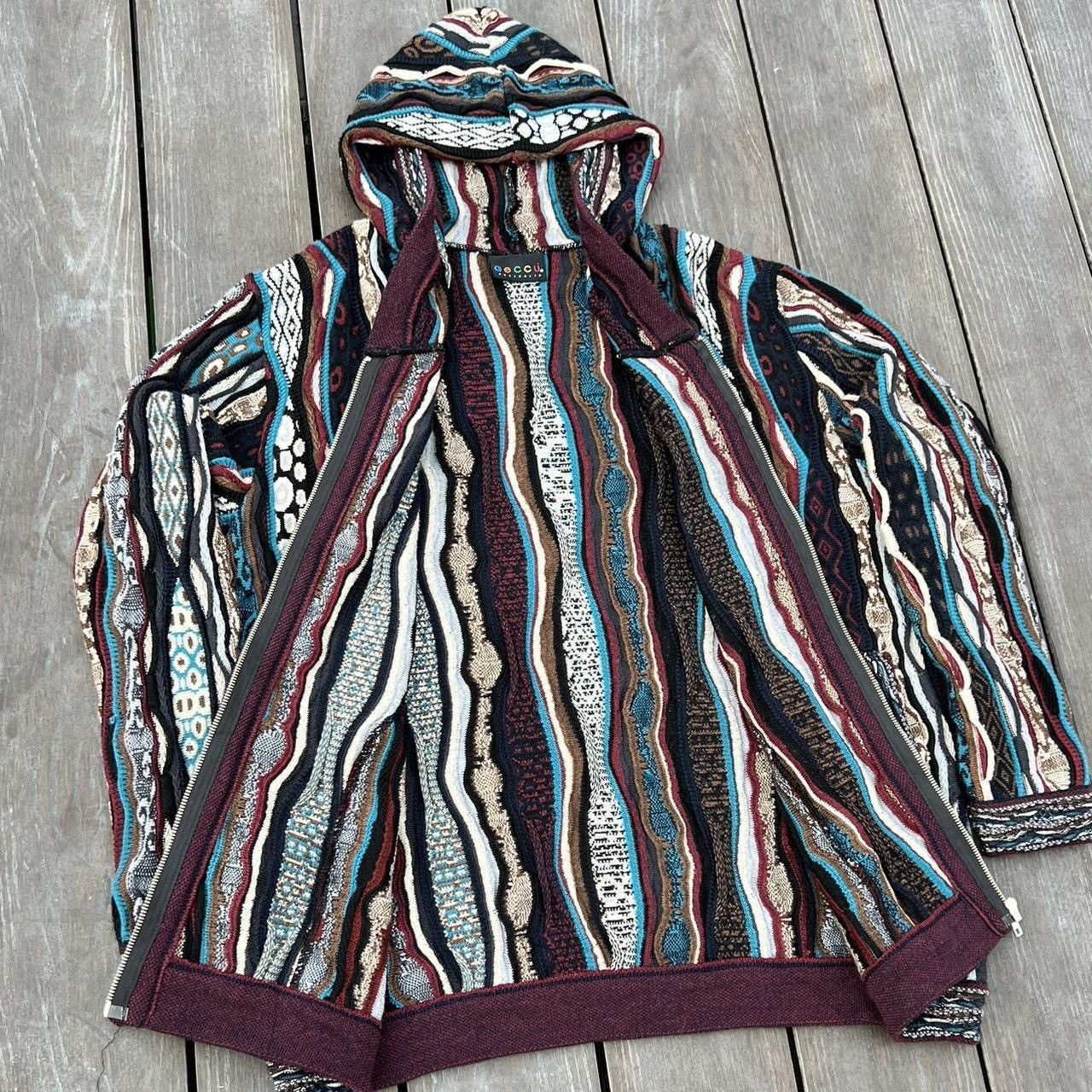 Vintage Bright Geccu 3D Multi Colour Merino Wool Hoodie Sweater Knit Size US L / EU 52-54 / 3 - 6 Thumbnail