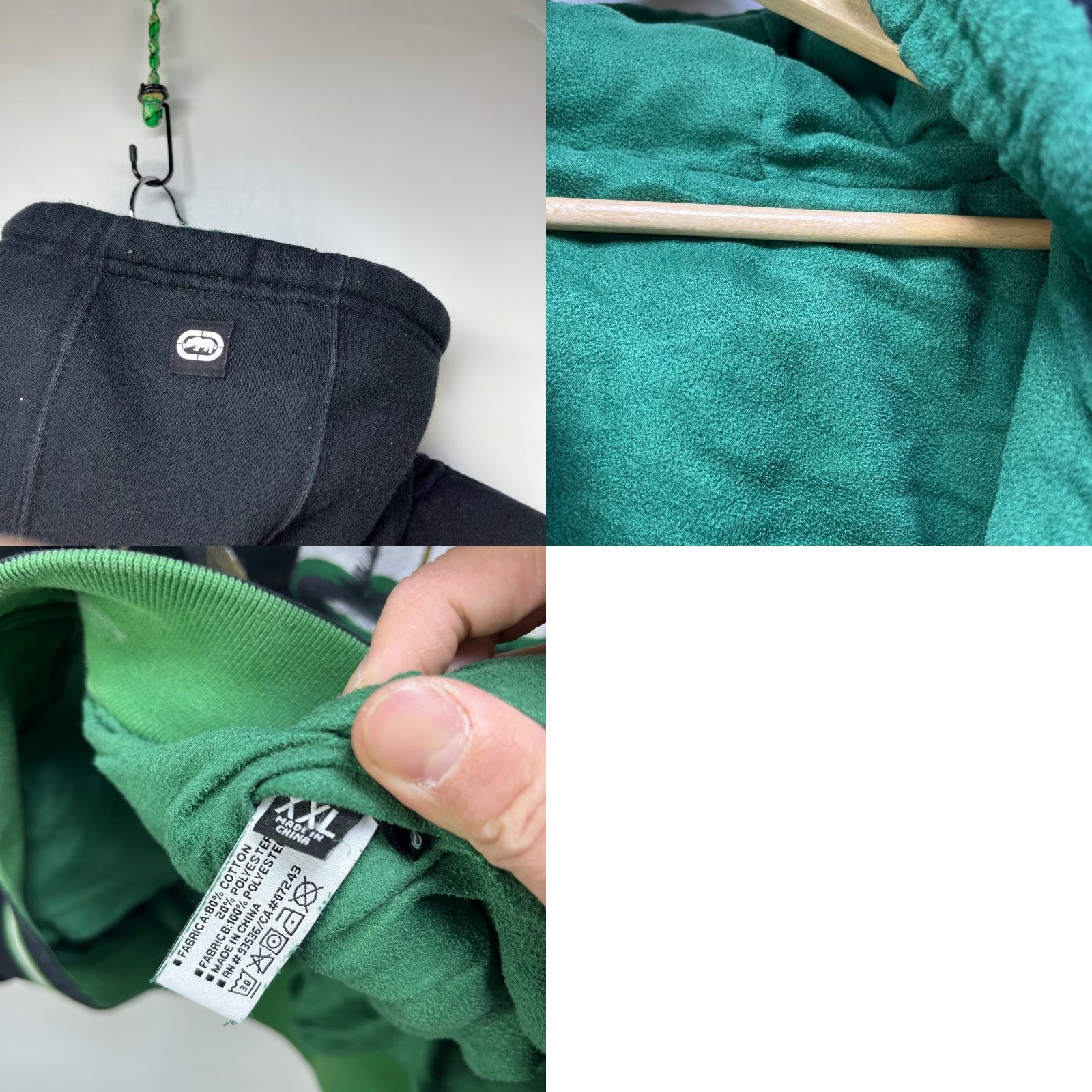 Vintage VINTAGE Ecko Unltd Hoodie 2XL Black Green Crest Zip Up Mens Hoodie Size US XXL / EU 58 / 5 - 10 Thumbnail