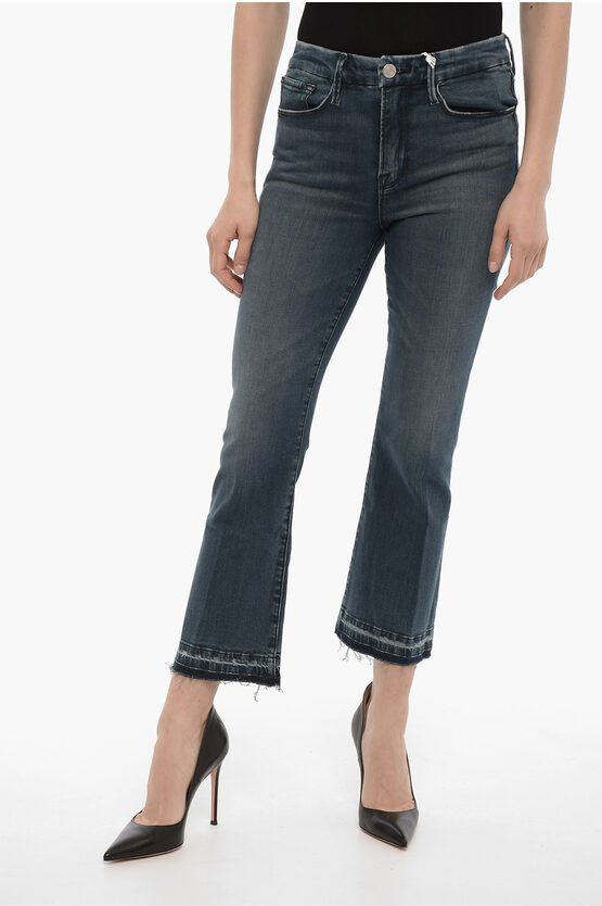 image of Frame Stretch Denim Bootcut Cropped Jeans 22Cm in Blue, Women's (Size 28)
