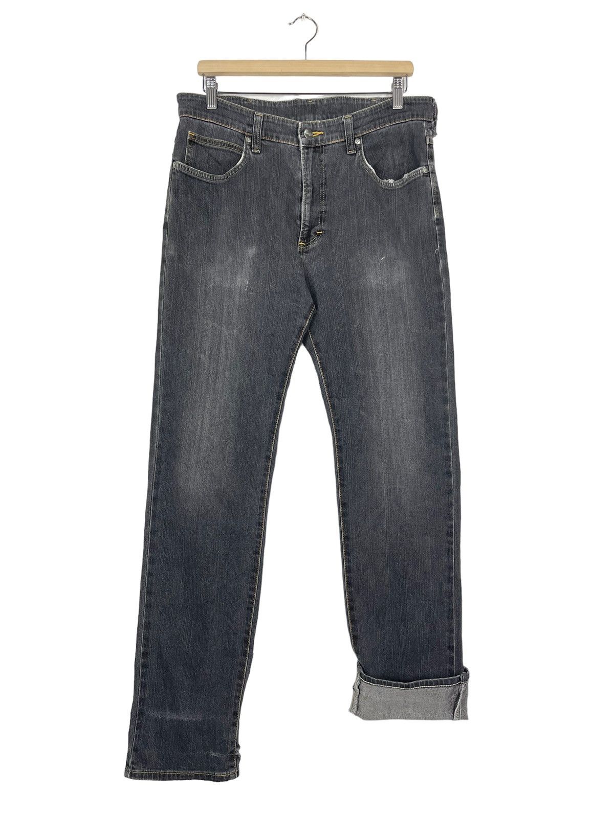 Japanese Brand WRANGLER FADED BLACK ZIPPER FLY JEANS W34 L44 Size US 34 / EU 50 - 5 Thumbnail