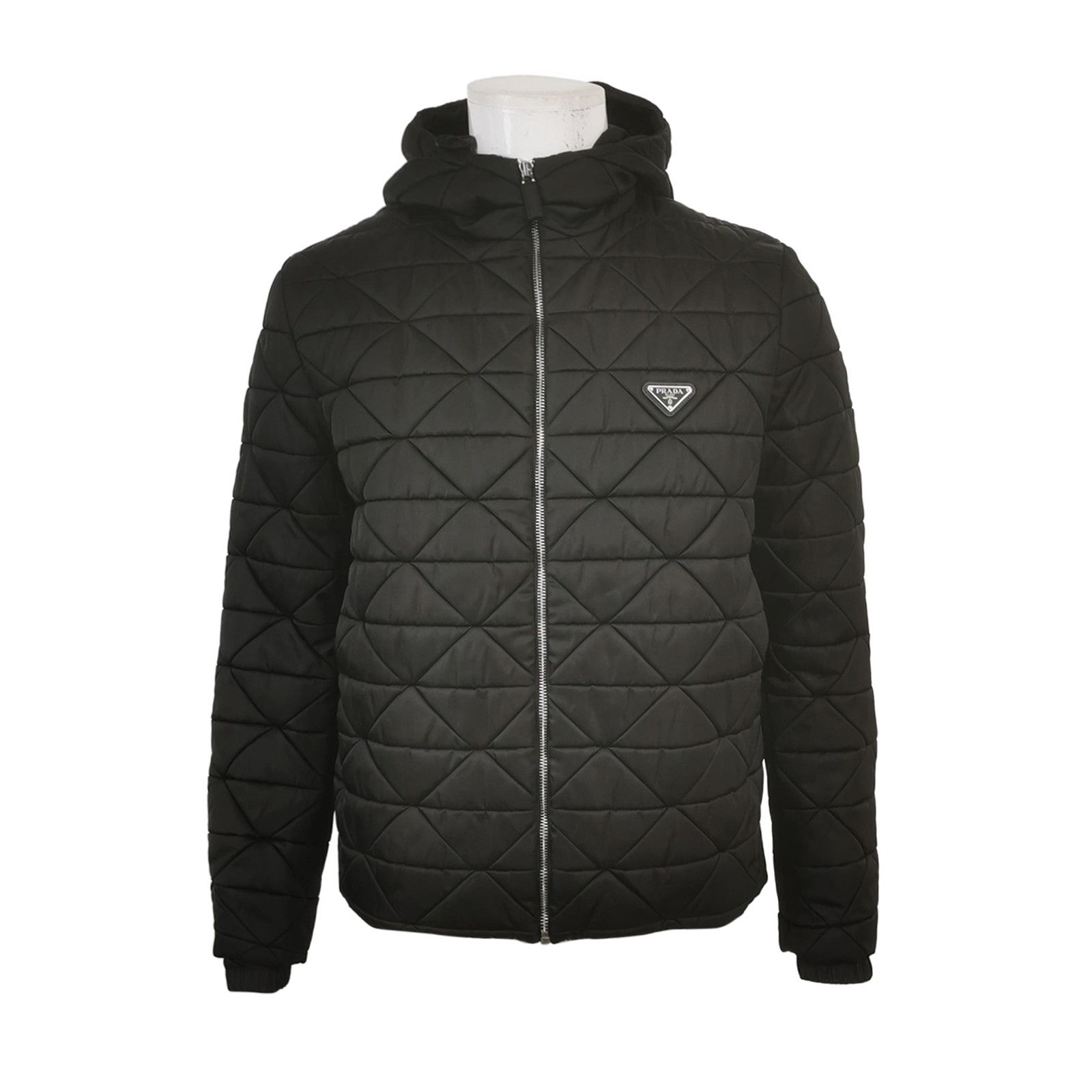 Prada Quilted Triangle Logo Hooded Zip Jacket