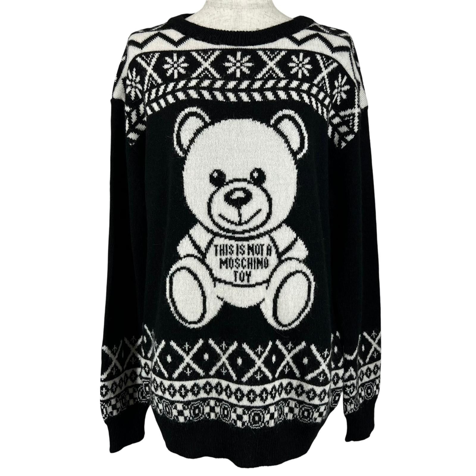 Moschino Moschino Moschino Knit Jacquard Teddy Bear Wool Blend Sweater Textile Tops DUTY FREE for USA Size ONE SIZE - 1 Thumbnail