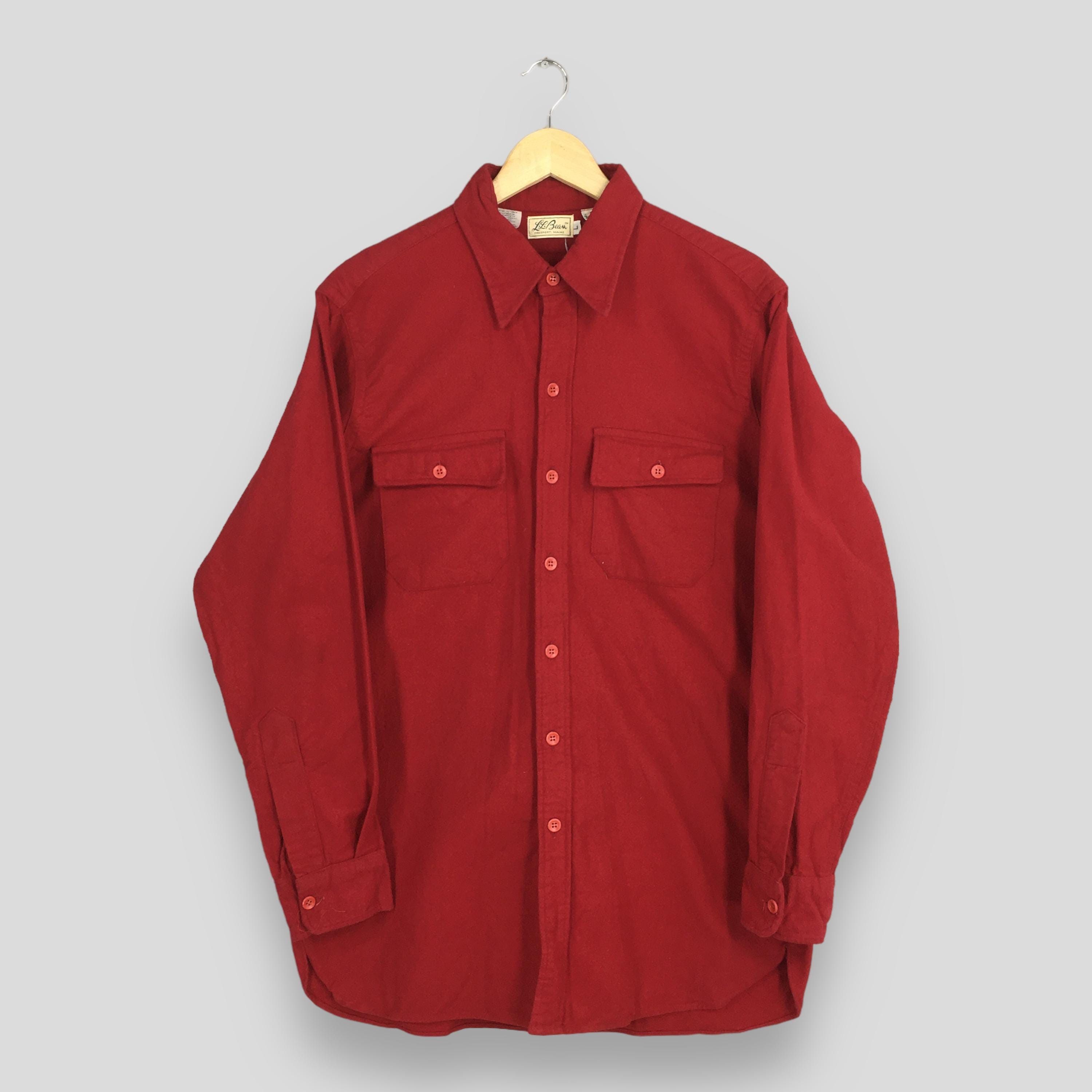 Vintage 1970's LL Bean Chamois Red Flannel Shirt Large