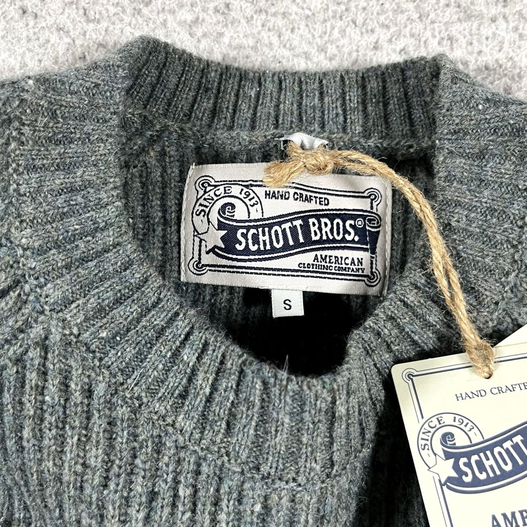 Schott Schott NYC Mens Wool Ribbed Knit Sweater Pullover Crew Neck S Green Winter Fall Classic Army Outdoor Preppy Size US S / EU 44-46 / 1 - 3 Thumbnail