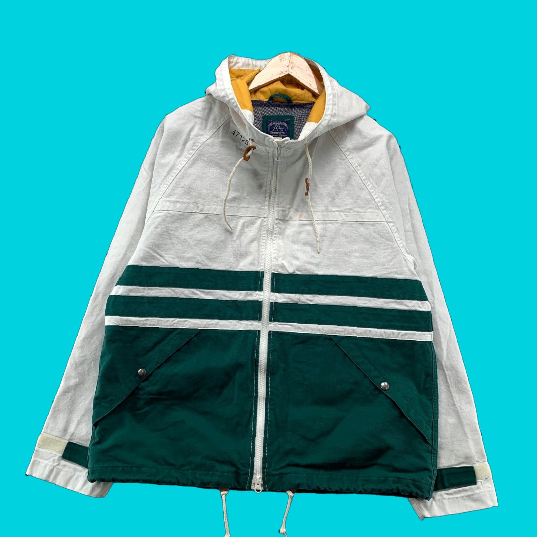 J.Crew J.CREW Jacket Mens Large White Canvas Sportsmen Topsail Colorblock Heavy Thick Size US L / EU 52-54 / 3 - 1 Thumbnail
