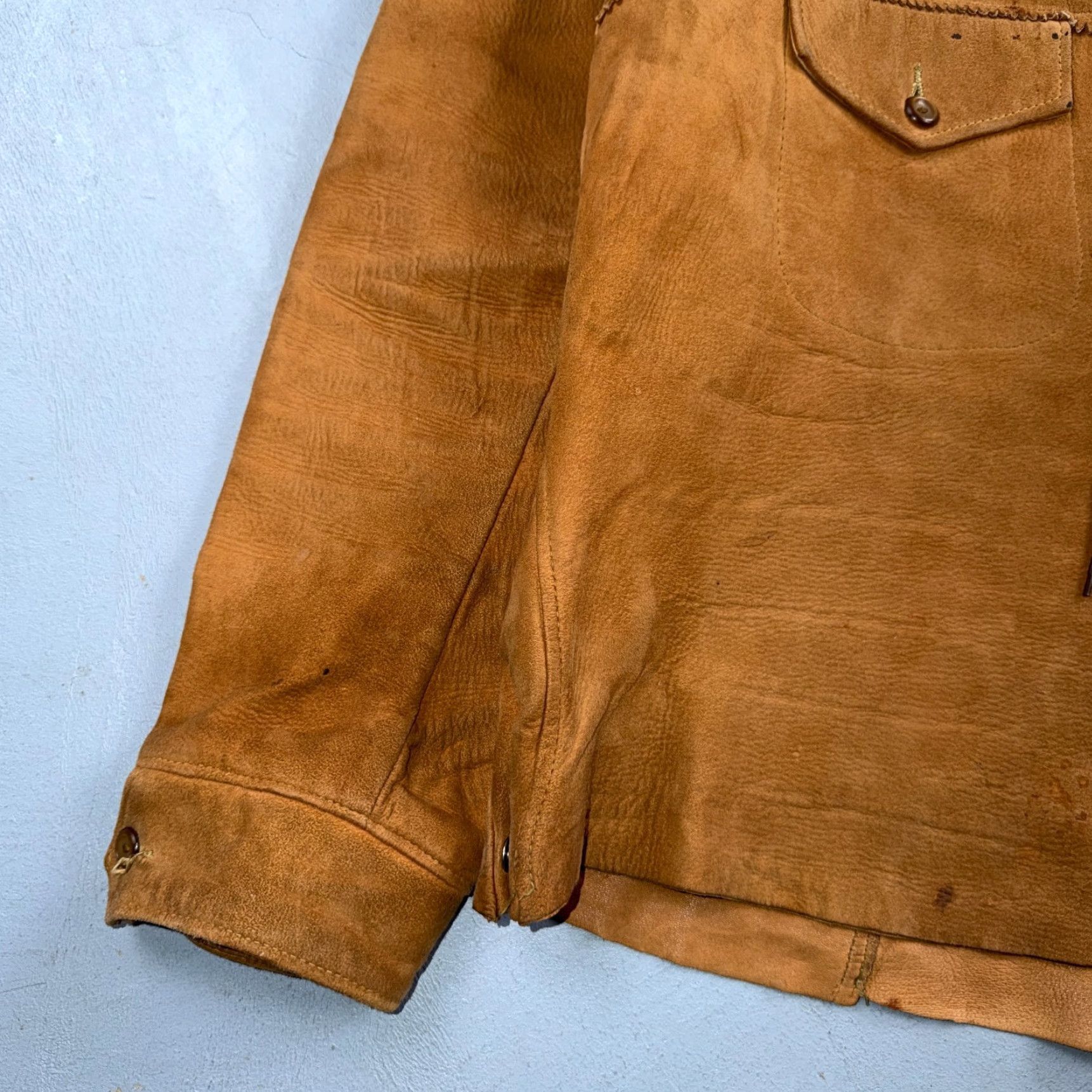 Vintage VINTAGE Rodeo Suede Pullover Tunic 1940s Cowboy Shirt Size 42 Brown Western Hippie Mens Size US XL / EU 56 / 4 - 3 Thumbnail