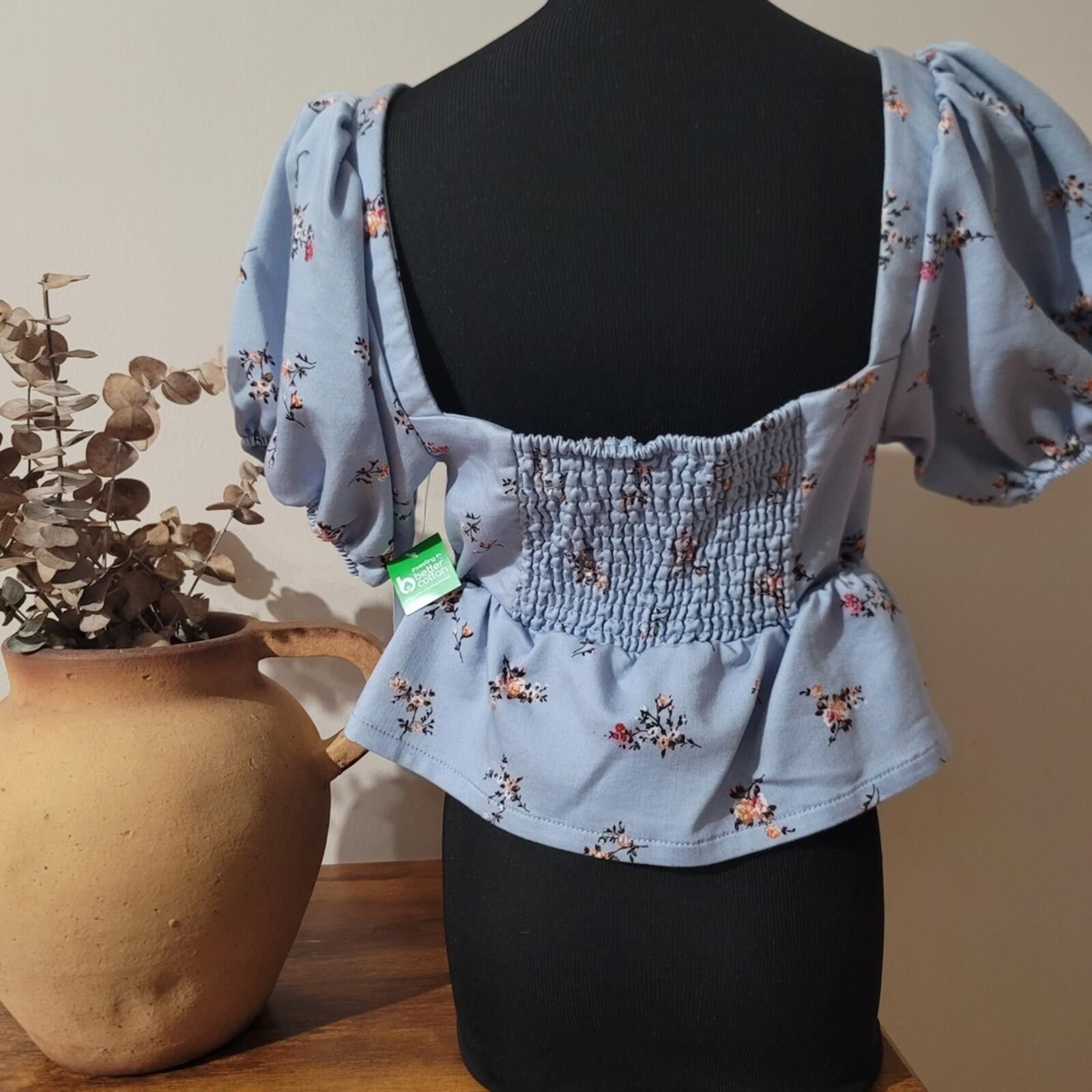 Other Tinseltown Floral Puff Sleeve Peplum Blouse Cottage New M Size M / US 6-8 / IT 42-44 - 4 Thumbnail
