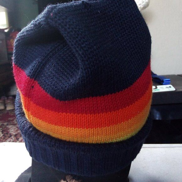 Vintage Vintage 80s Smiley Stiped Wool Winter Ski Hat Beanie Size ONE SIZE - 5 Thumbnail