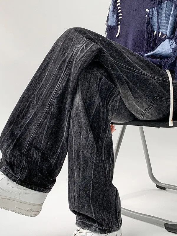 Japanese Brand Retro loose water pattern straight leg jeans Size US 32 / EU 48 - 5 Thumbnail