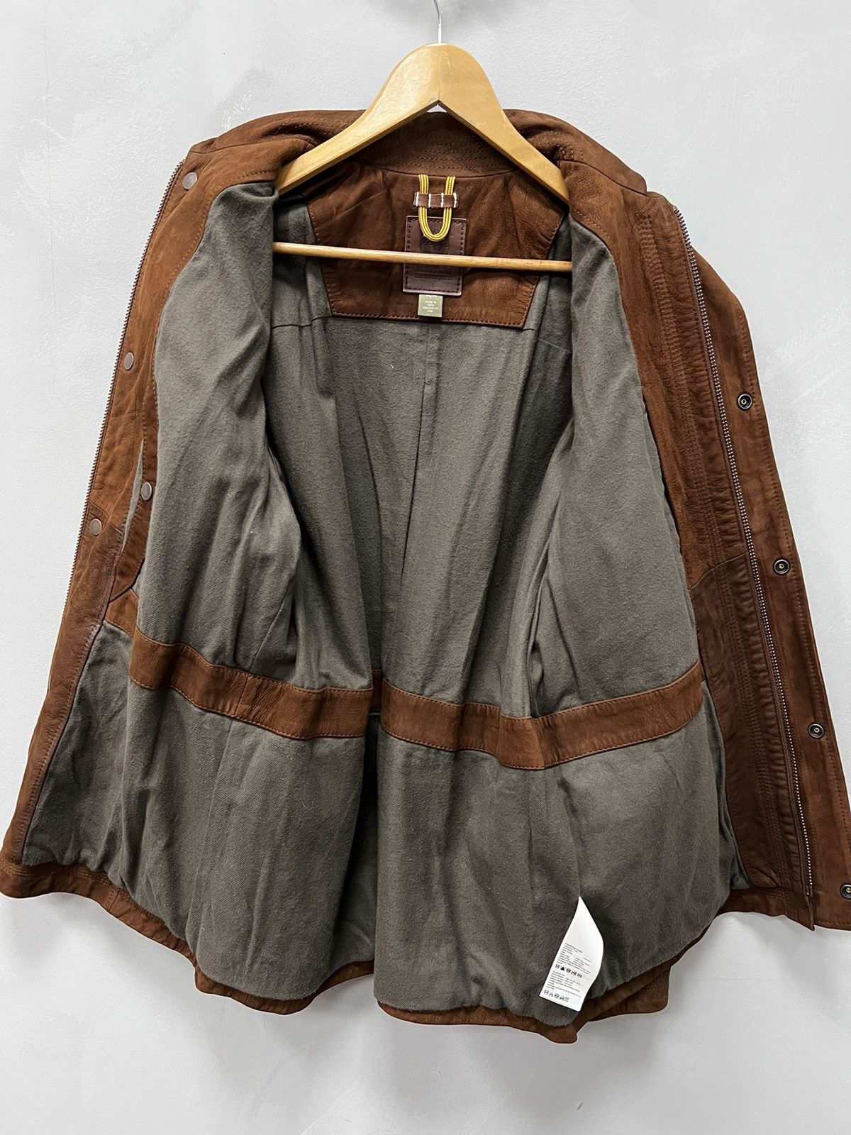 Timberland × Vintage distressed suede brown avant garde leather coat jacket Size US M / EU 48-50 / 2 - 8 Thumbnail