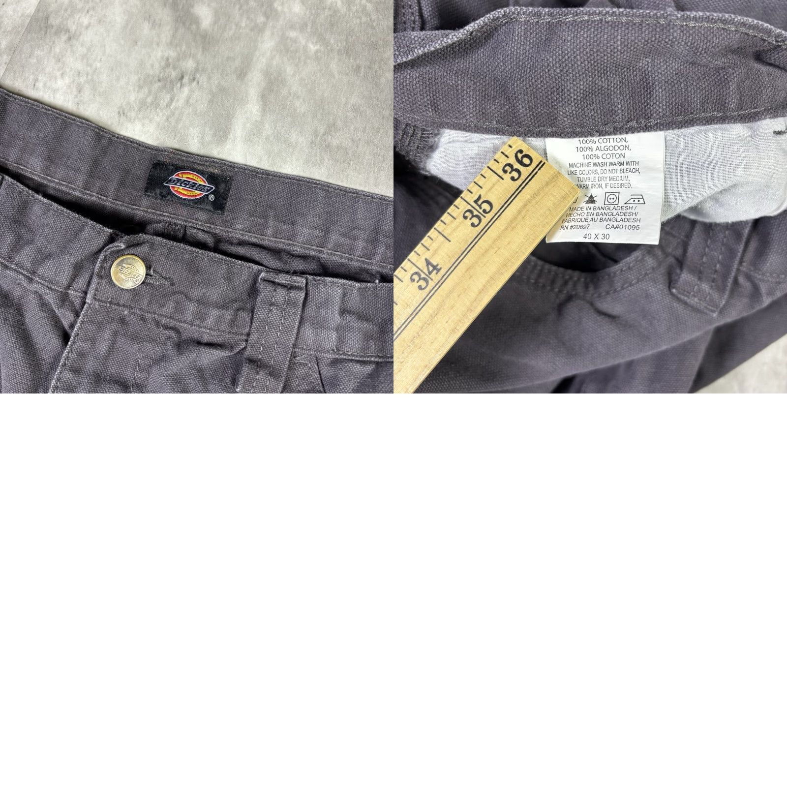 Dickies Dickies 874 Heavyweight Carpenter Pants Workwear Mens 38x29 Gray Canvas Cotton Regular Straight Front Zip Size US 38 / EU 54 - 8 Thumbnail