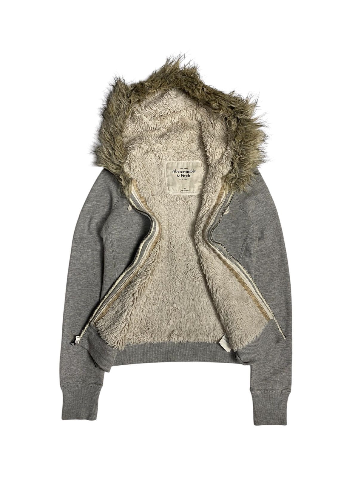 Abercrombie & Fitch ABERCROMBIE FAUXFUR ZIPPER HOODIE Size US XS / EU 42 / 0 - 3 Thumbnail