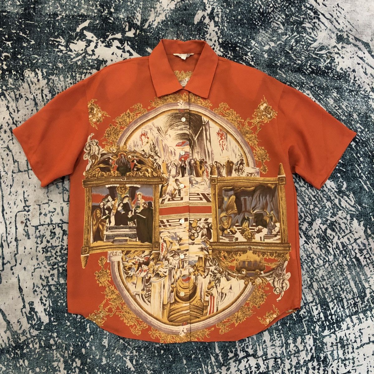 Vintage Art Christ Virgin Mary Art Cathedral Pattern Blouse