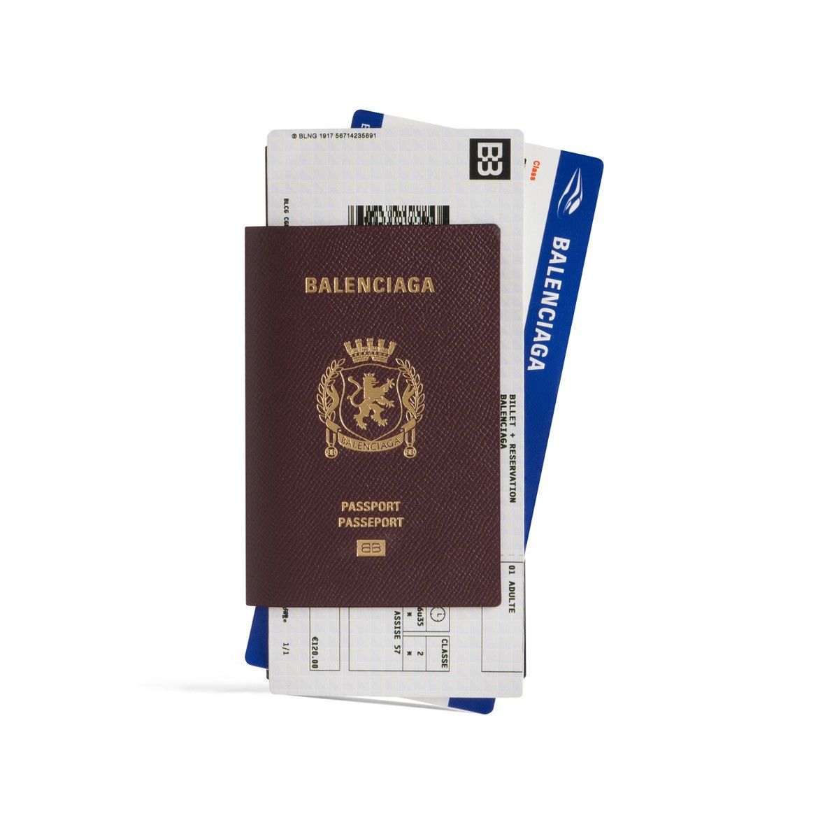 image of Balenciaga Passport Long Wallet 2 Tickets In Dark Red, Men's