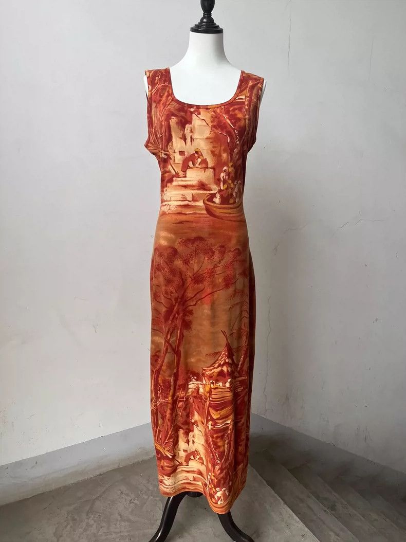 Kenzo Kenzo Portrait long dress Size L / US 10 / IT 46 - 1 Thumbnail