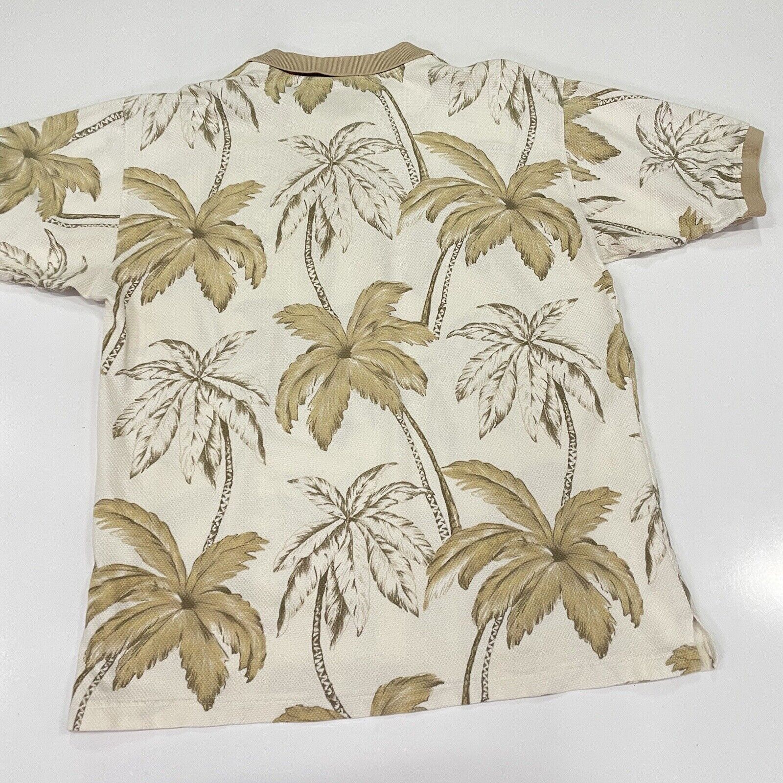 Ocean Pacific OP Ocean Pacific Sunwear Hawaiian Polo Shirt Beige Palm Sz L Size US L / EU 52-54 / 3 - 7 Thumbnail