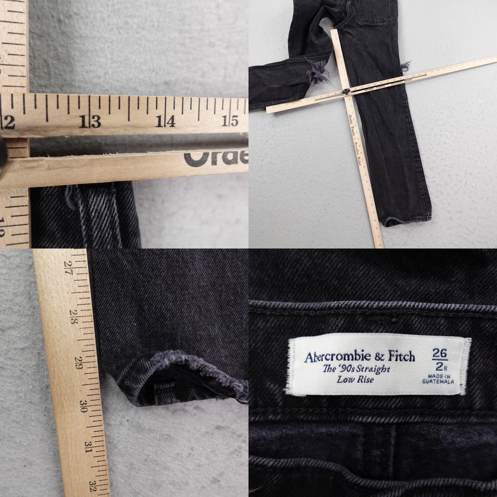 Abercrombie & Fitch Abercrombie & Fitch Jeans Womens 2 26 Black Denim 90s Straight Low Rise Distressed Jeans Size 26" / US 2 / IT 38 - 8 Thumbnail