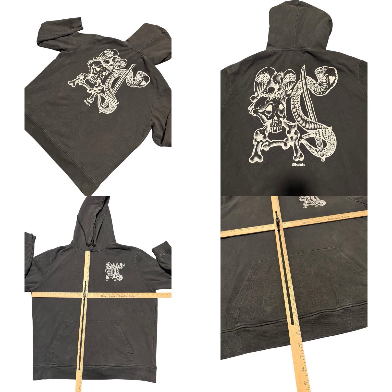 Allsaints AllSaints Hoodie Mens Black Saberattler Graphic Hooded Pullover L Large Sweatshirt - Logo Size US L / EU 52-54 / 3 - 8 Thumbnail
