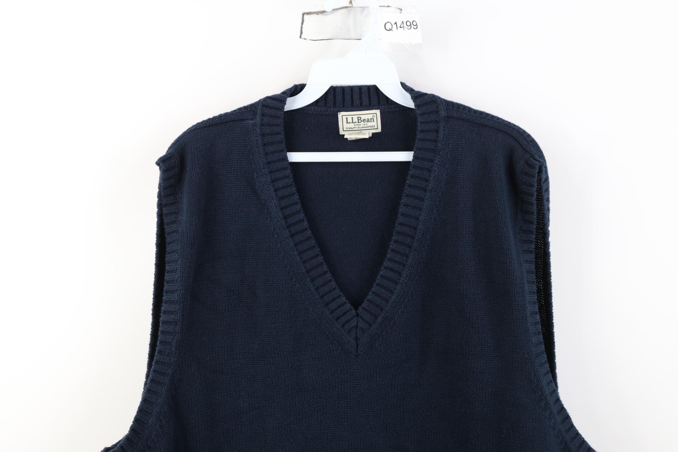 L.L. Bean Vintage 90s LL Bean Cotton Knit V-Neck Sweater Vest Blue Size US XXL / EU 58 / 5 - 2 Thumbnail