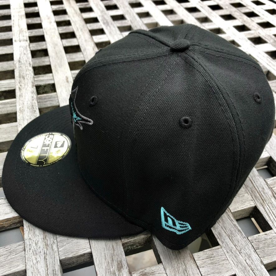 New Era Florida Marlins Blackout Pop Teal UV 1993 Patch Hat 7 1/2 Size ONE SIZE - 4 Thumbnail