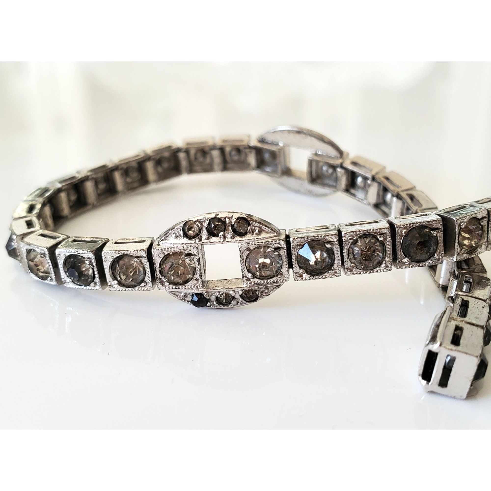 Vintage Vintage 1940s Dorson Sterling Silver Rhinestone Bracelet Size ONE SIZE - 2 Thumbnail
