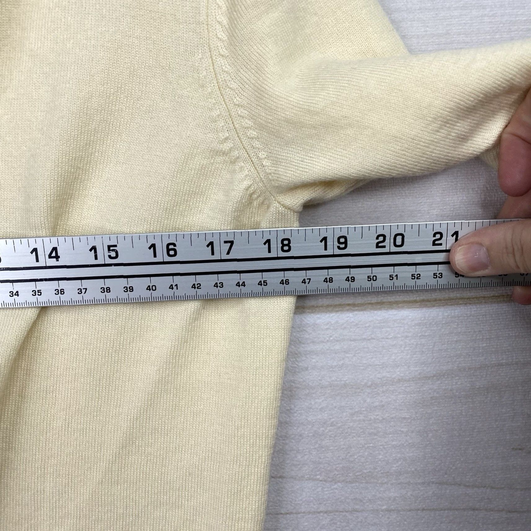 Brooks Brothers Brooks Brothers Womens Pale Yellow Open Front Sweater Merino Wool Ruffle Trim Size L / US 10 / IT 46 - 5 Thumbnail