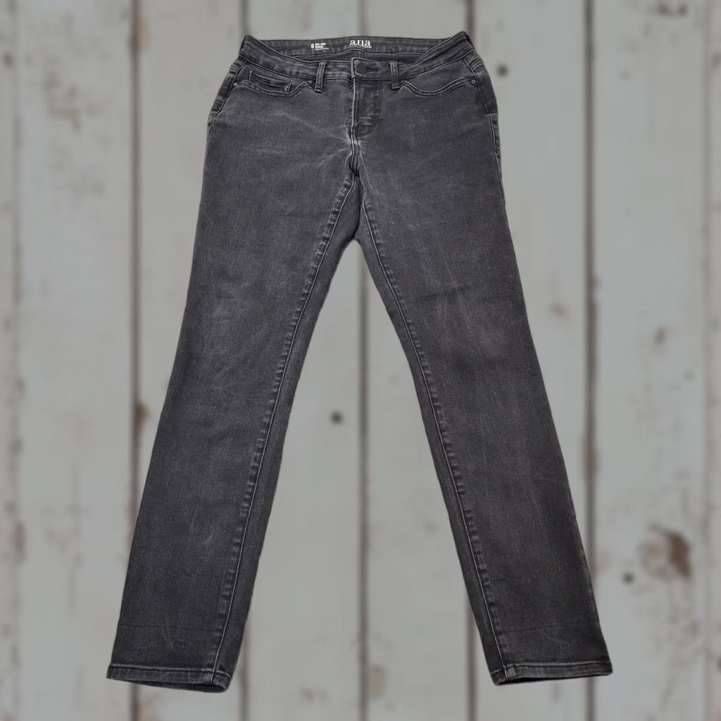 Denime A.N.A. JEANS A NEW APPROACH WOMENS SIZE 6 BLACK MED RISE SKINNY DENIM PANTS Size 28" / US 6 / IT 42 - 1 Thumbnail
