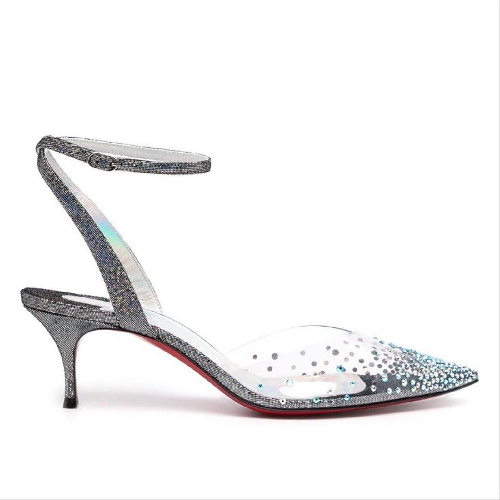 Christian Louboutin Spikaqueen 55 crystal embellished clear pvc metallic heels Size US 9.5 / IT 39.5 - 1 Thumbnail