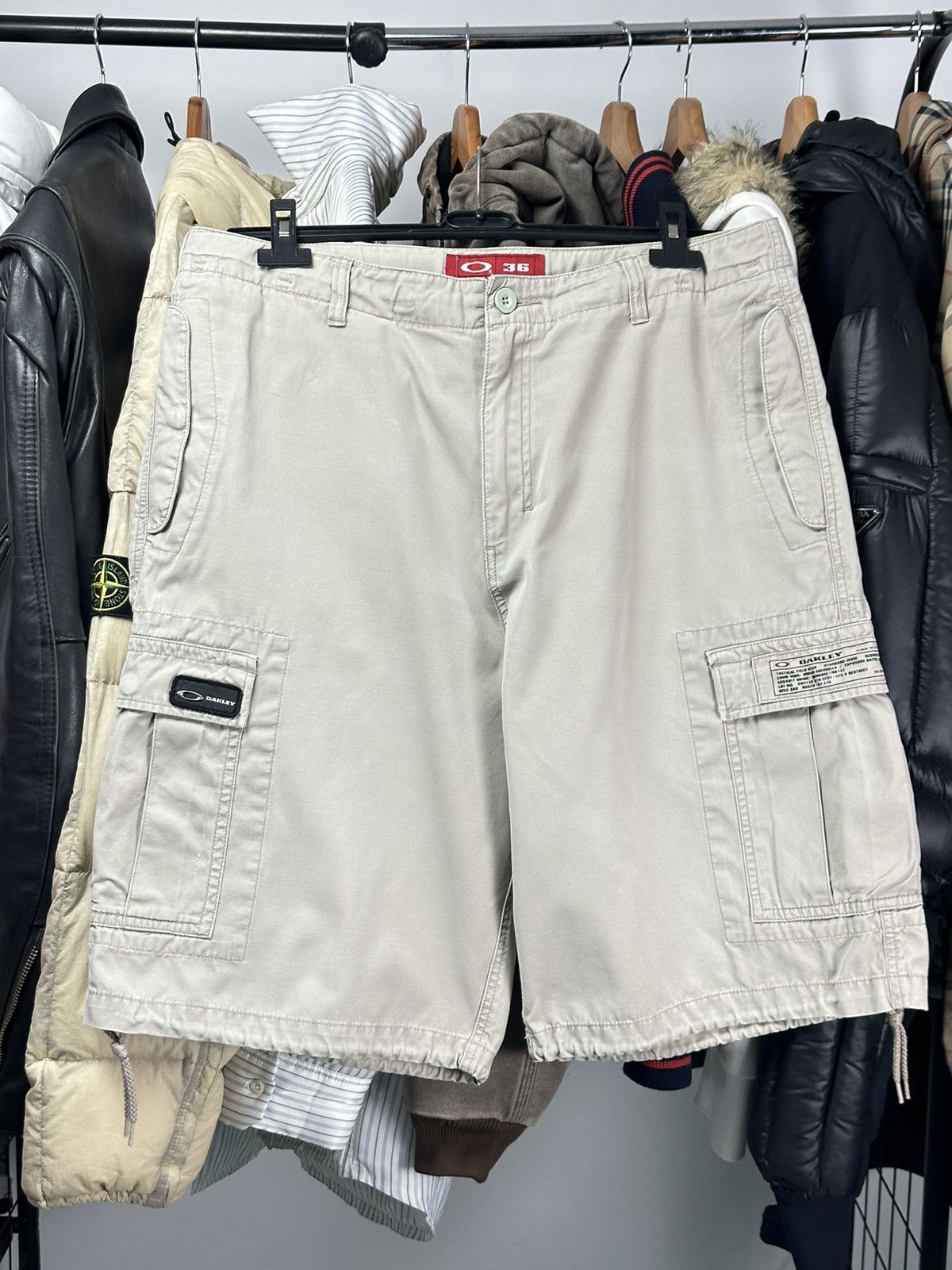 image of Y2K Vintage Oakley Tactical Cargo Shorts in Beige, Men's (Size 34)