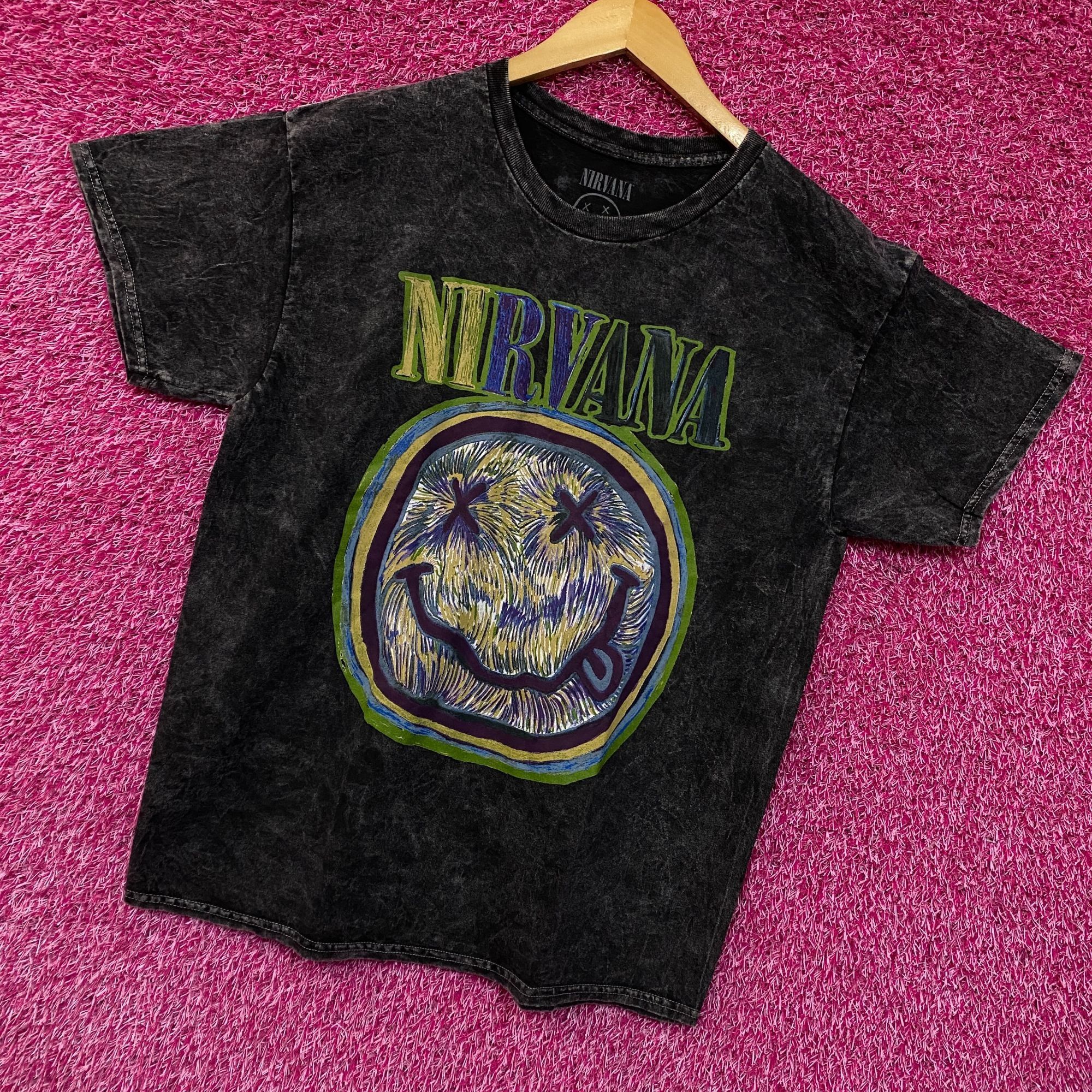 Nirvana Nirvana Smiley Face Acid Wash Tshirt size large Size US L / EU 52-54 / 3 - 3 Thumbnail