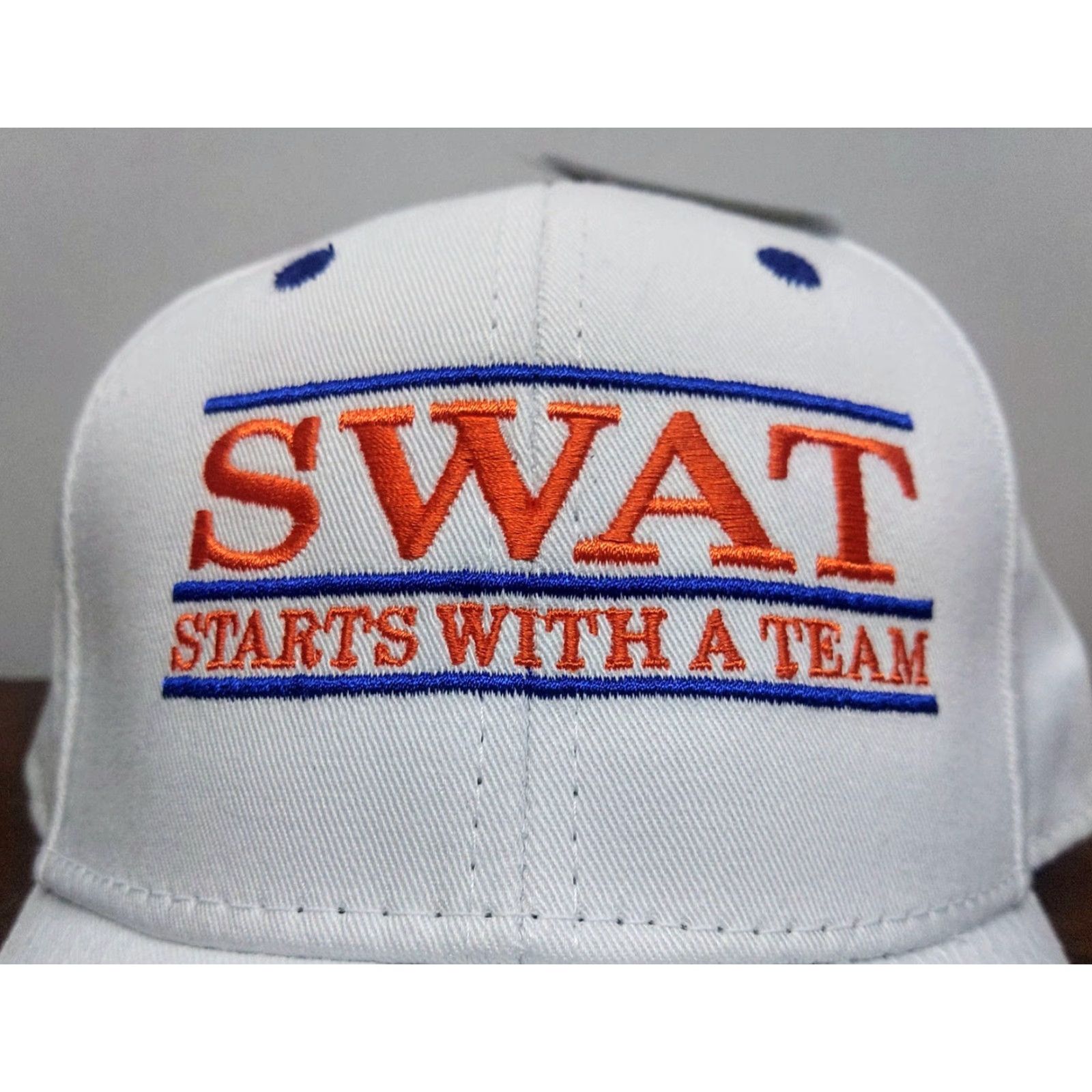 Vintage VINTAGE The Game S.W.A.T. White Hat Baseball Cap Casual Adjustable Cotton Twill Cap Men’s Sports University Outdoor Lightweight Breathable Size ONE SIZE - 2 Thumbnail