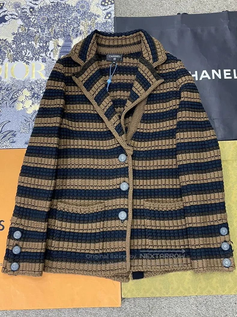 Chanel Chanel Station series brown and blue striped jacket Size XXS / US 00 / IT 34 - 1 Thumbnail
