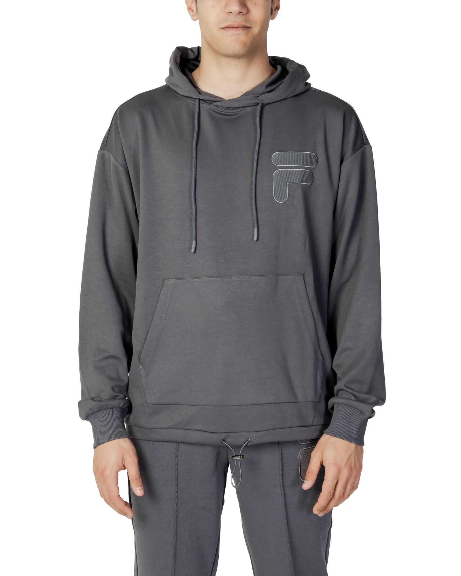 image of Fila Hooded Sweatshirt With Long Sleeves And Outside Pocket in Grey, Men's (Size Small)