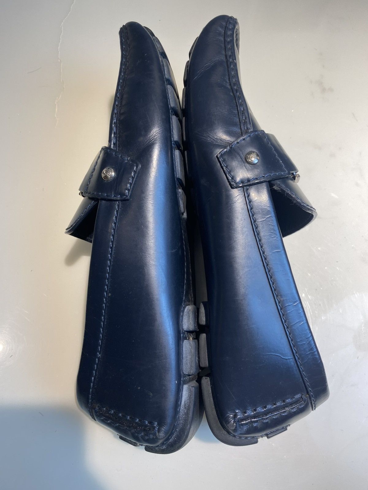 Louis Vuitton Monte Carlo LV Logo Moccasins Blue Leather Size US 10.5 / EU 43-44 - 8 Thumbnail