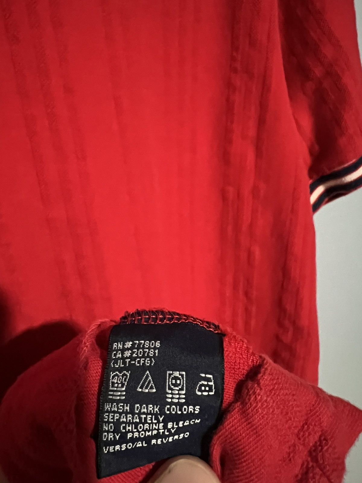 Tommy Hilfiger × Tommy Jeans × Vintage VTG 90s Tommy Hilfiger Ringer V-Neck T-Shirt Red Tommy Jeans Size US L / EU 52-54 / 3 - 6 Thumbnail