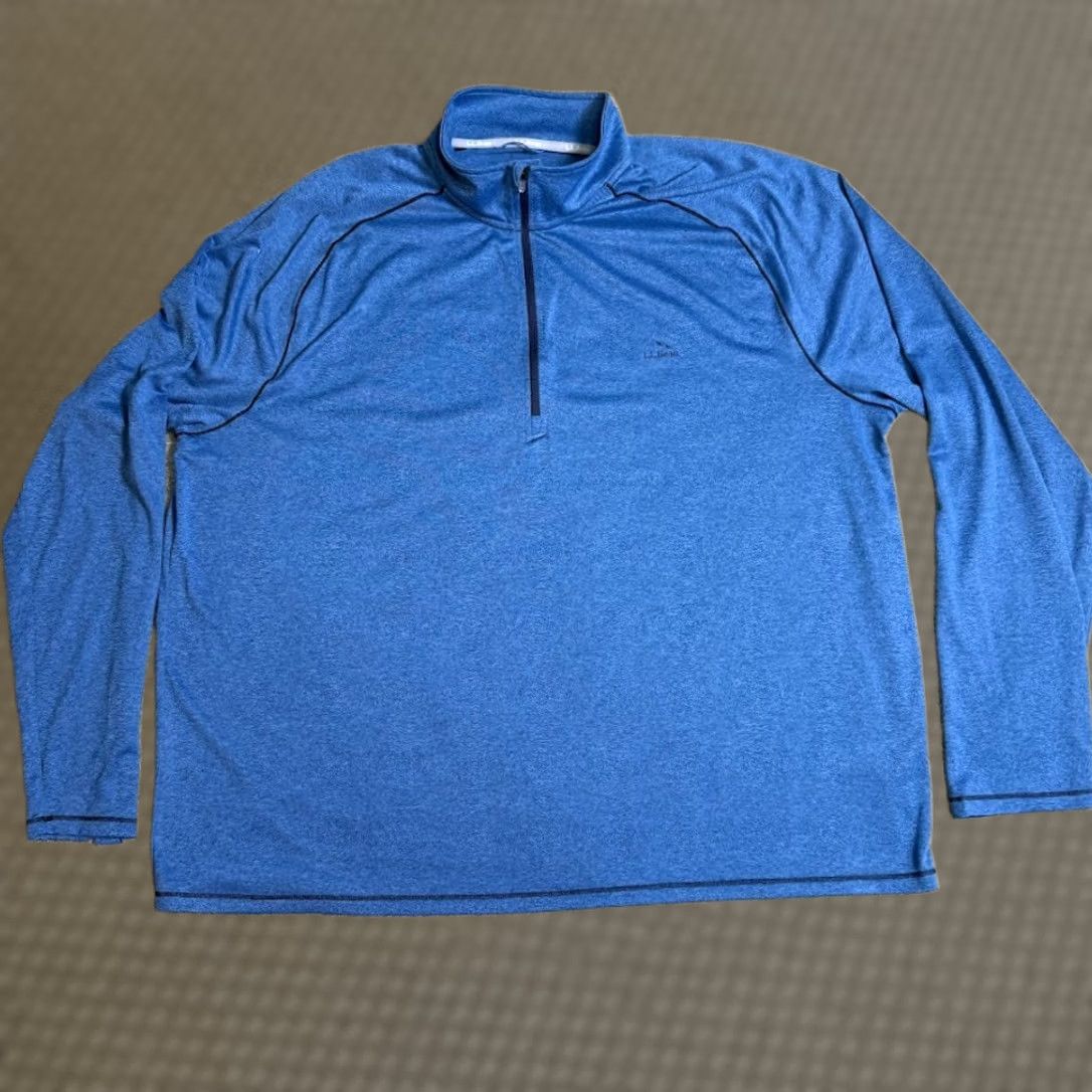 Vintage VINTAGE? (No) Pullover L.L.Bean Mens 2XL Blue Quarter Zip Lightweight Performance Mist? Size US XXL / EU 58 / 5 - 1 Thumbnail