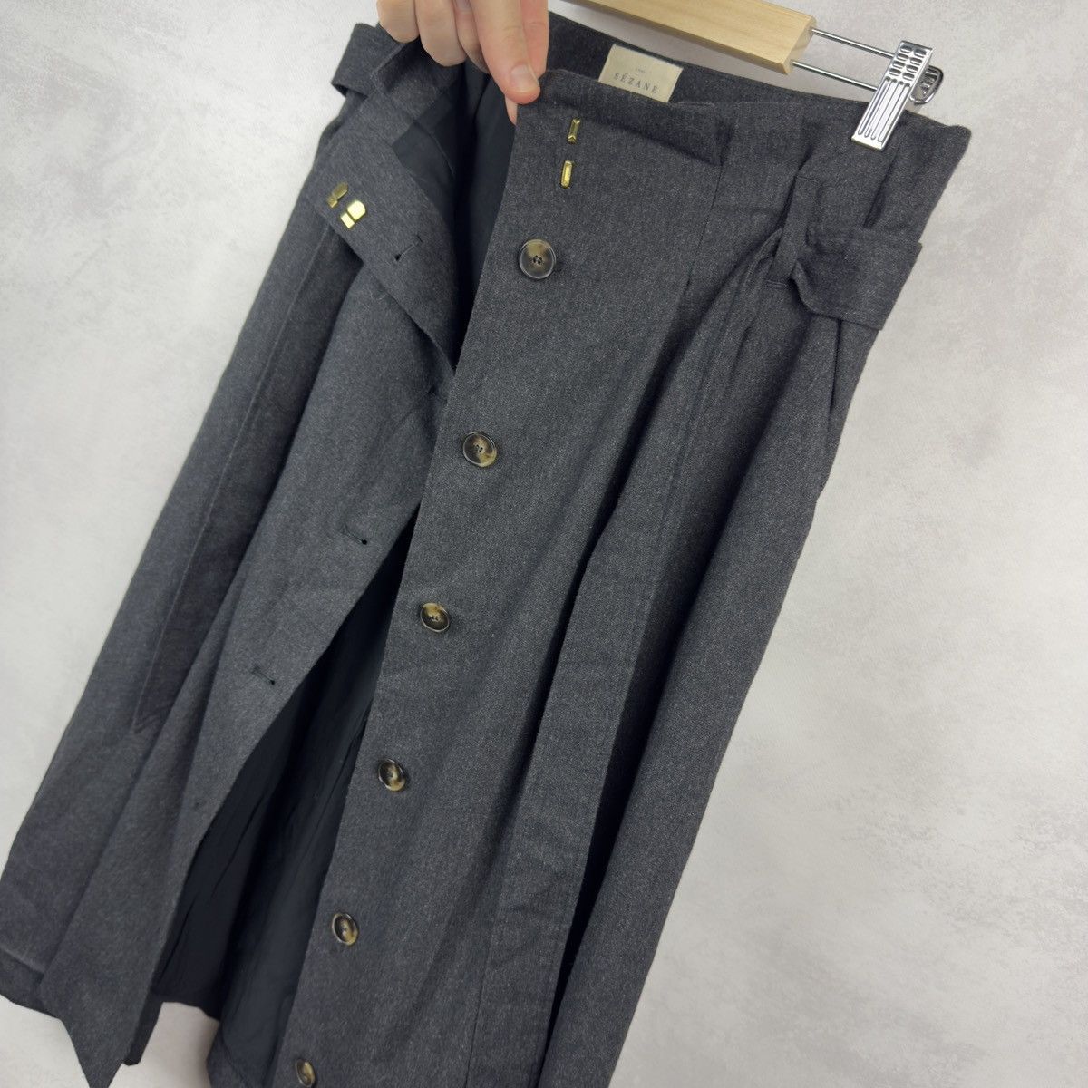 Sezane Sezane Mid-Length Wool Viscose Poly Belted Skirt Size 40 Size 28" / US 6 / IT 42 - 16 Thumbnail