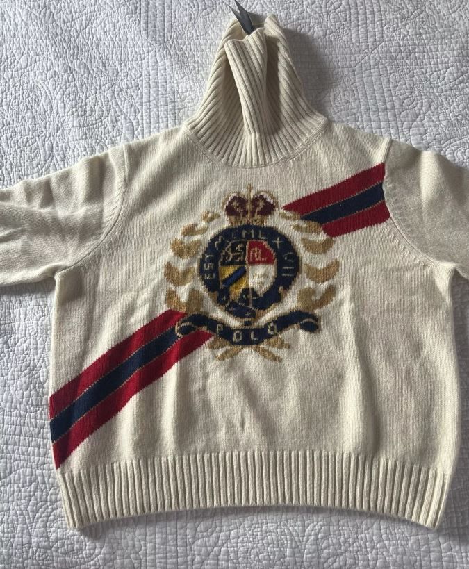 Polo Ralph Lauren Polo Ralph Lauren Women's Cream Crest Turtleneck Sweater XXL Size US XXL / EU 58 / 5 - 3 Thumbnail