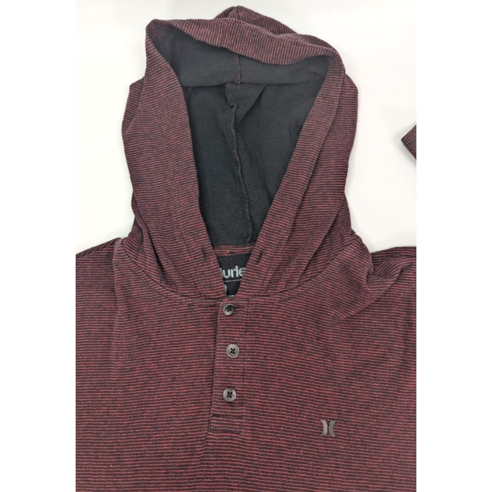 Hurley Hurley Hooded Sweatshirt XL Women’s Pullover Burgundy Stripe Black Cotton Polyester 90s Activewear Ladies Shirt? Size XL / US 12-14 / IT 48-50 - 6 Thumbnail