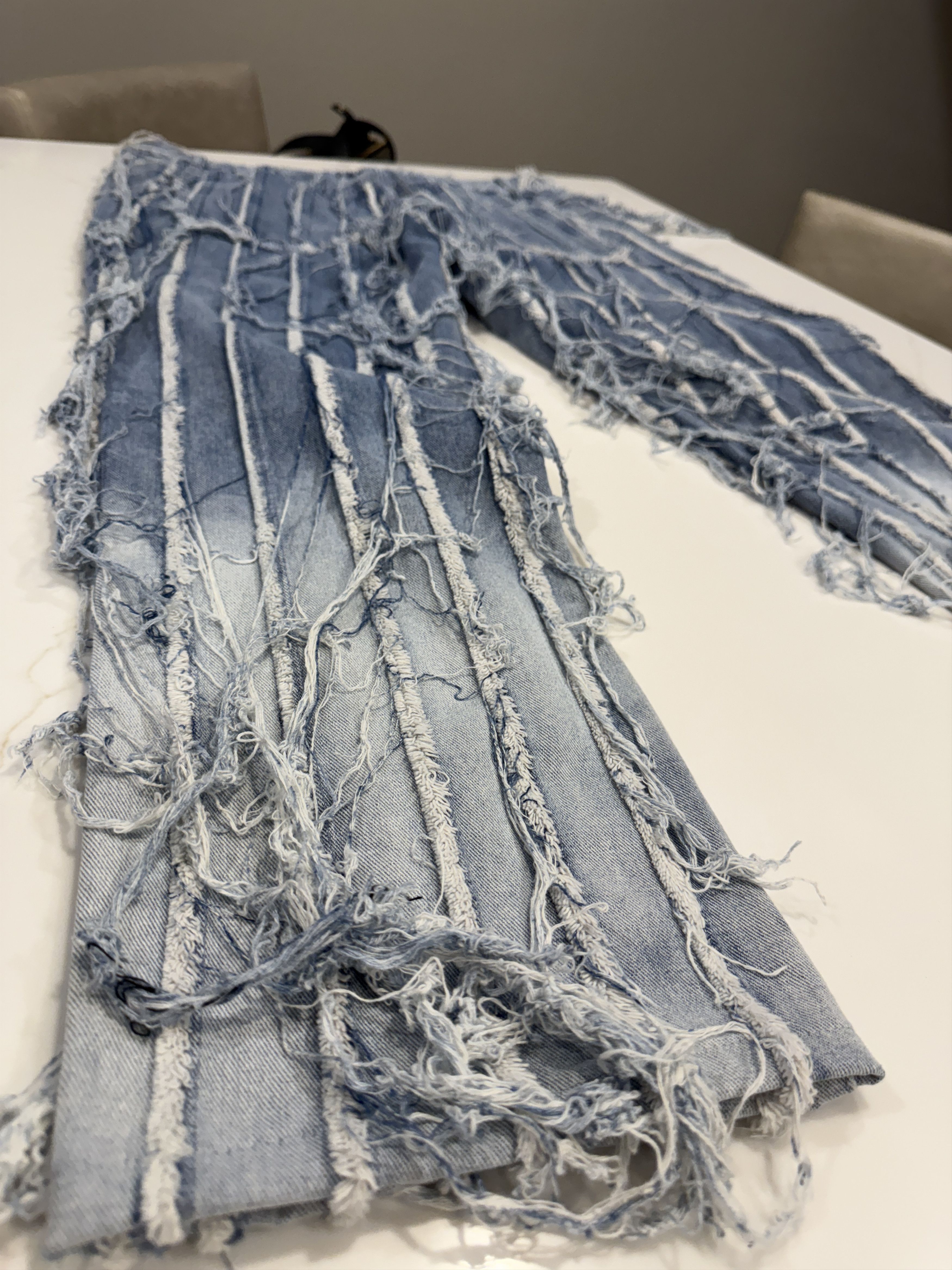 Heavily Distressed Acid Wash Jeans