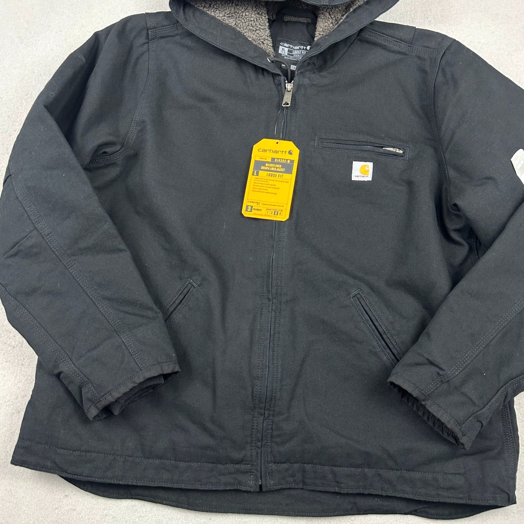 Carhartt VINTAGE Carhartt Jacket Womens XL Black Washed Duck Sherpa Lined Hooded Loose Fit Condura Size XL / US 12-14 / IT 48-50 - 3 Thumbnail