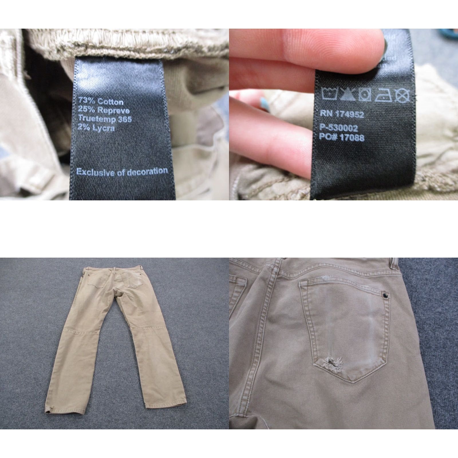 Vintage Proof Pants Mens 34 X 32 Beige Chino Straight Pants 34 Beige Mens Regular Fit 5-Pocket Denim? Size US 34 / EU 50 - 9 Thumbnail