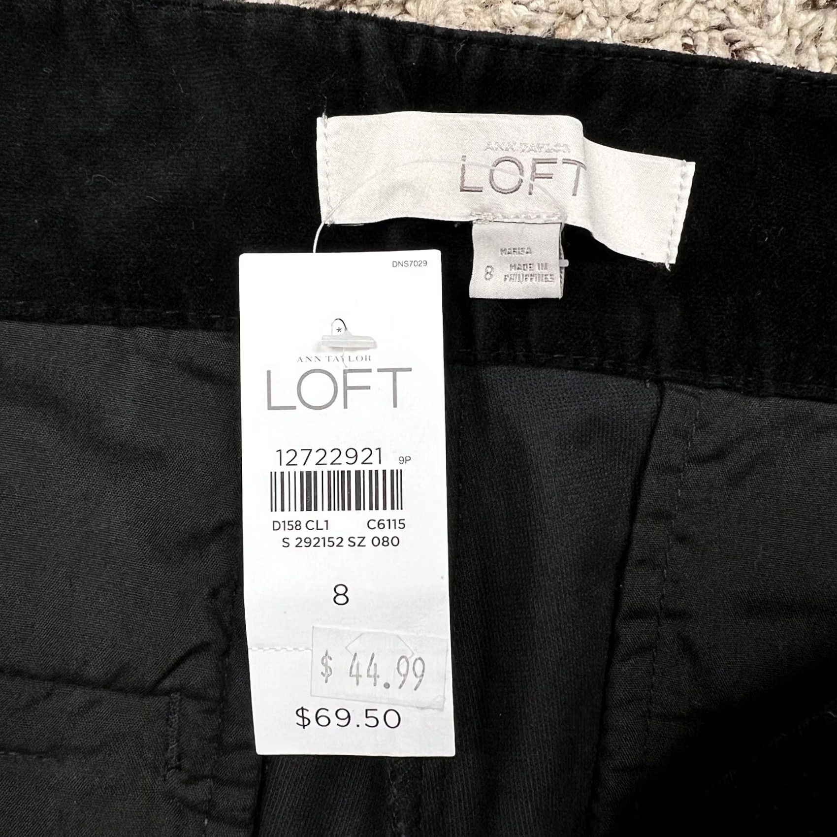 Ann Taylor VINTAGE? NO - but original: Ann Taylor Loft Black Velvet Marisa Skinny Leg Pants Stretch Fit Womens 8 Dress Pants Slim Front Pockets 30in Inseam Size 30" / US 8 / IT 44 - 2 Thumbnail