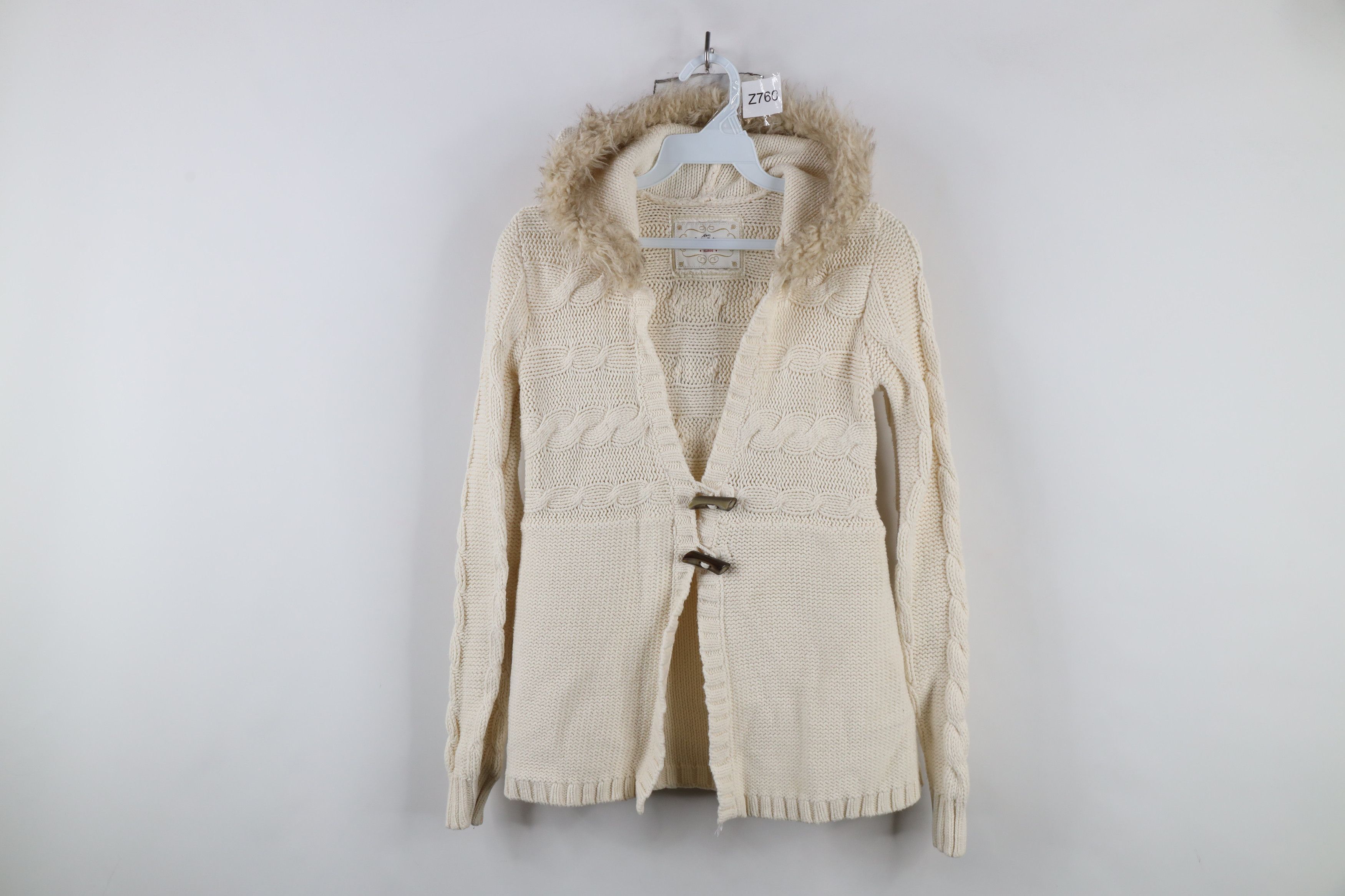 Old Navy × Vintage Vintage Y2K Babyoll Toggle Button Cable Knit Hoodie Sweater Size XL / US 12-14 / IT 48-50 - 1 Thumbnail