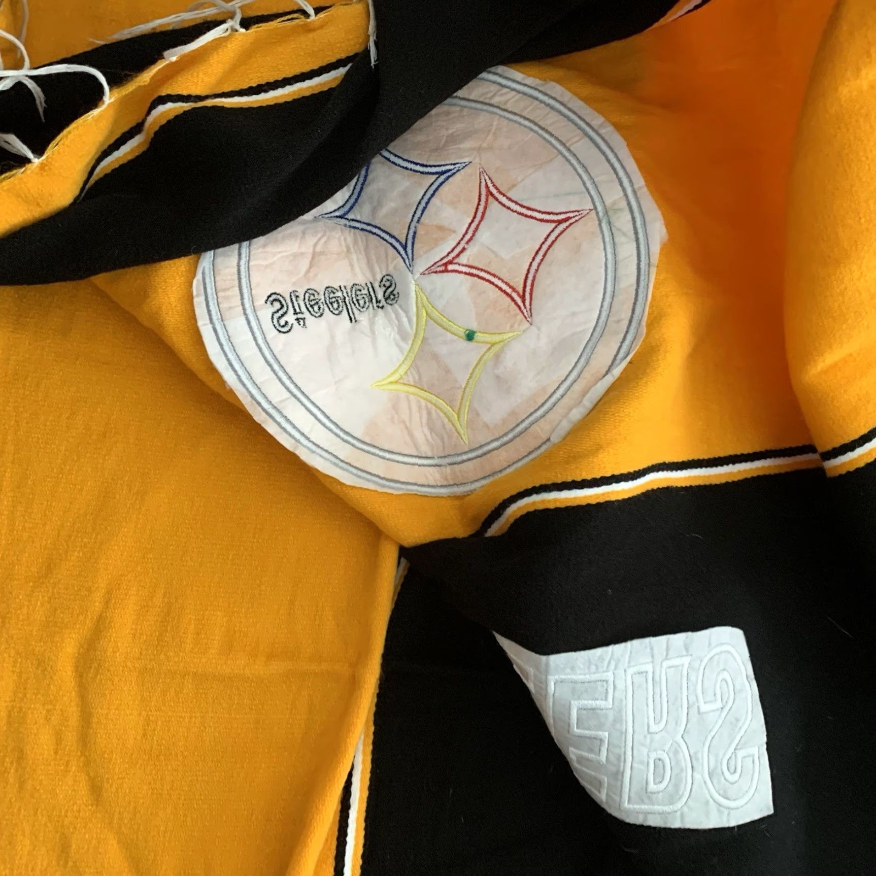 NFL NFL Steelers Poncho Pullover Shirt Men One Size Black Gold Fringe Multicolor Striped Long Casual All Seasons Embroidered Size US M / EU 48-50 / 2 - 4 Thumbnail