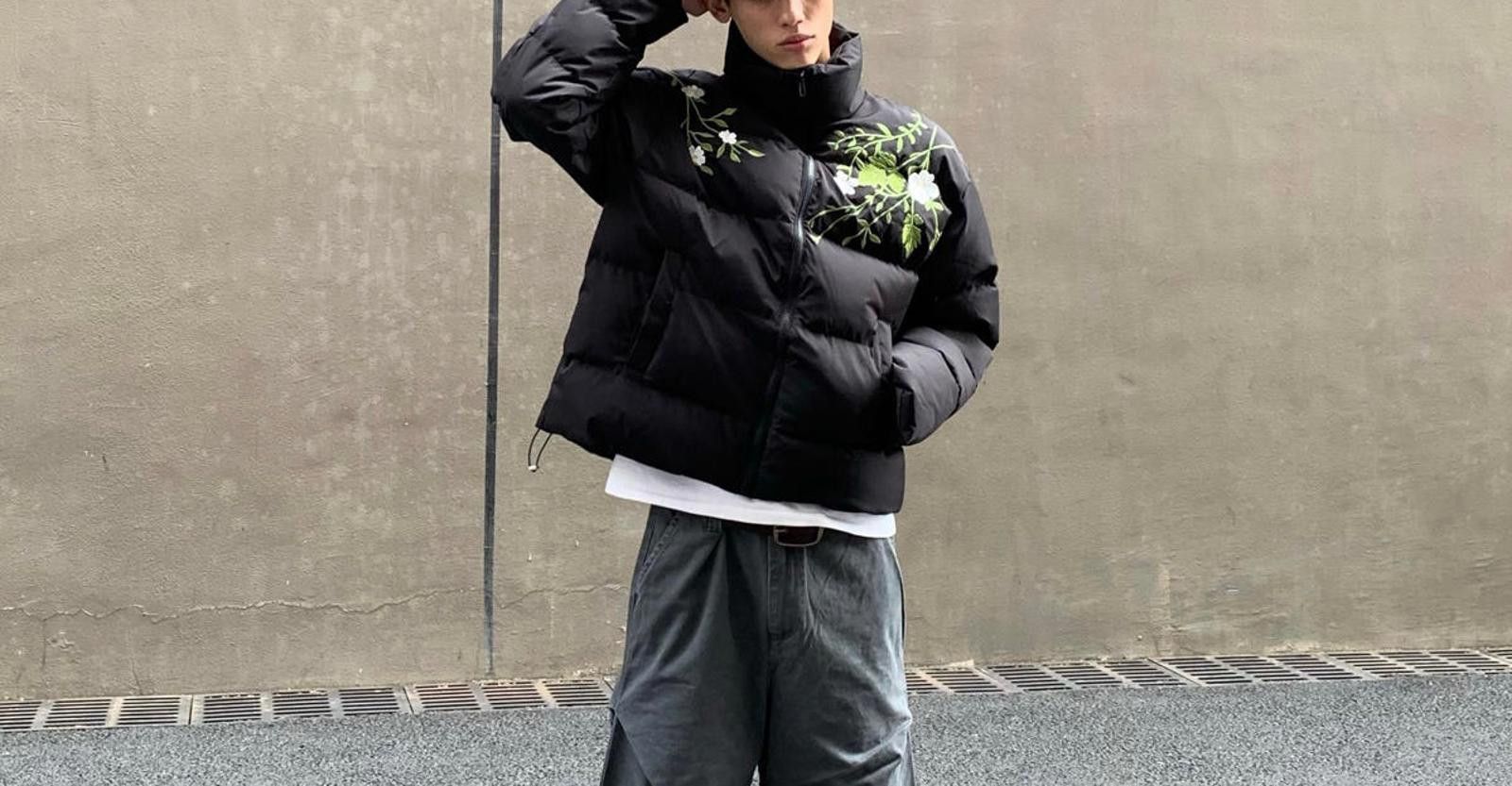Other Black Puffer Jacket with Floral Design Size US M / EU 48-50 / 2 - 3 Thumbnail