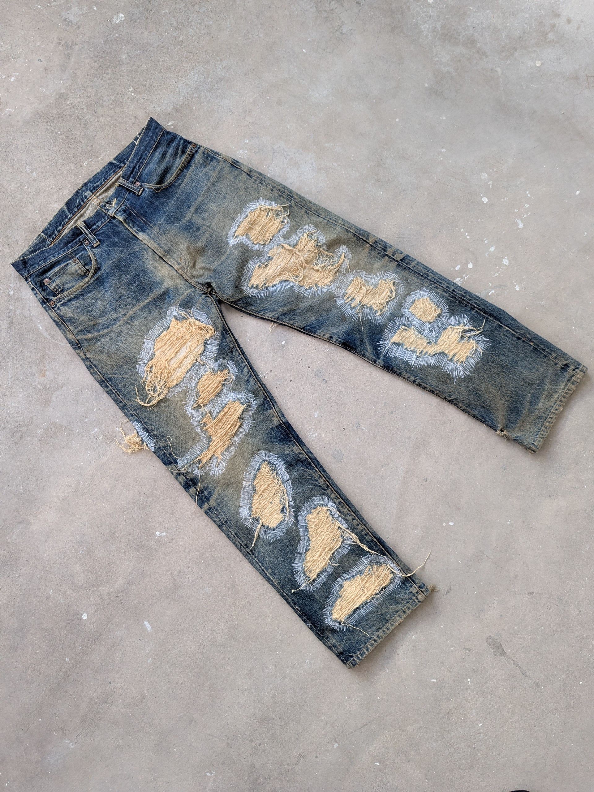 Sugar Cane × Vintage Vintage 90s Sugar Cane Selvedge Distressed Denim Size US 34 / EU 50 - 3 Thumbnail